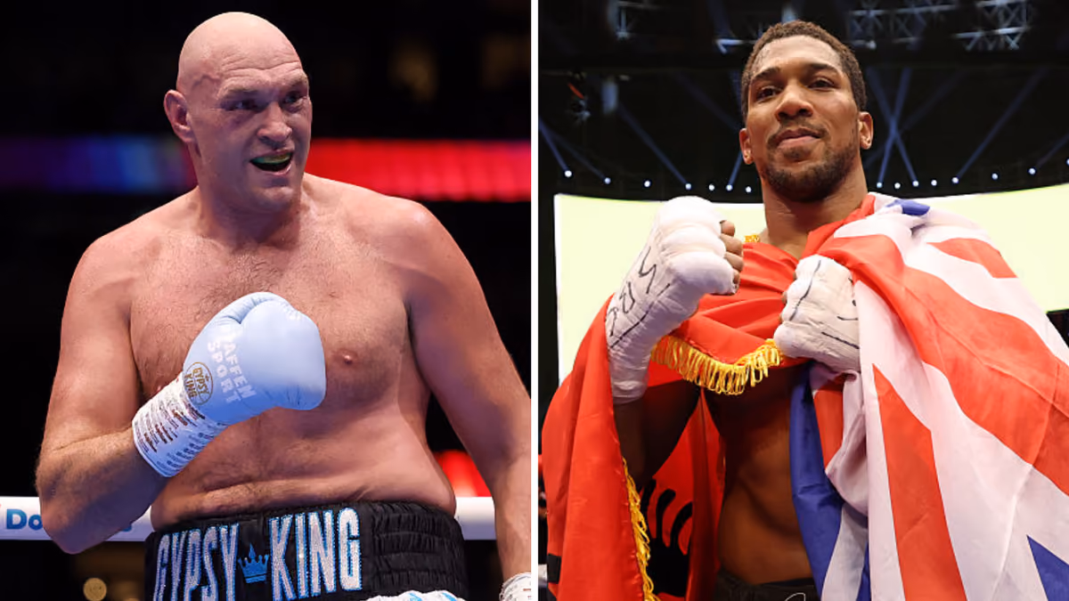Tyson Fury and Anthony Joshua side by side ahead of their heavyweight fight in Cardiff